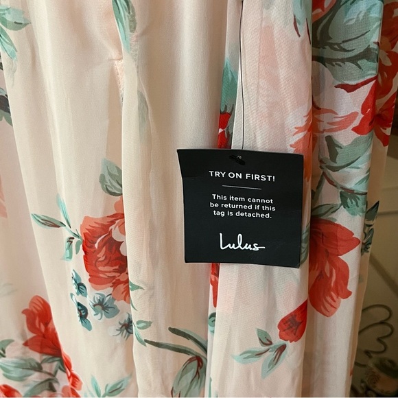 Lulus Garden Meandering Blush Floral Print Maxi Dress Size Small Pink Peach NWT - Picture 8 of 14